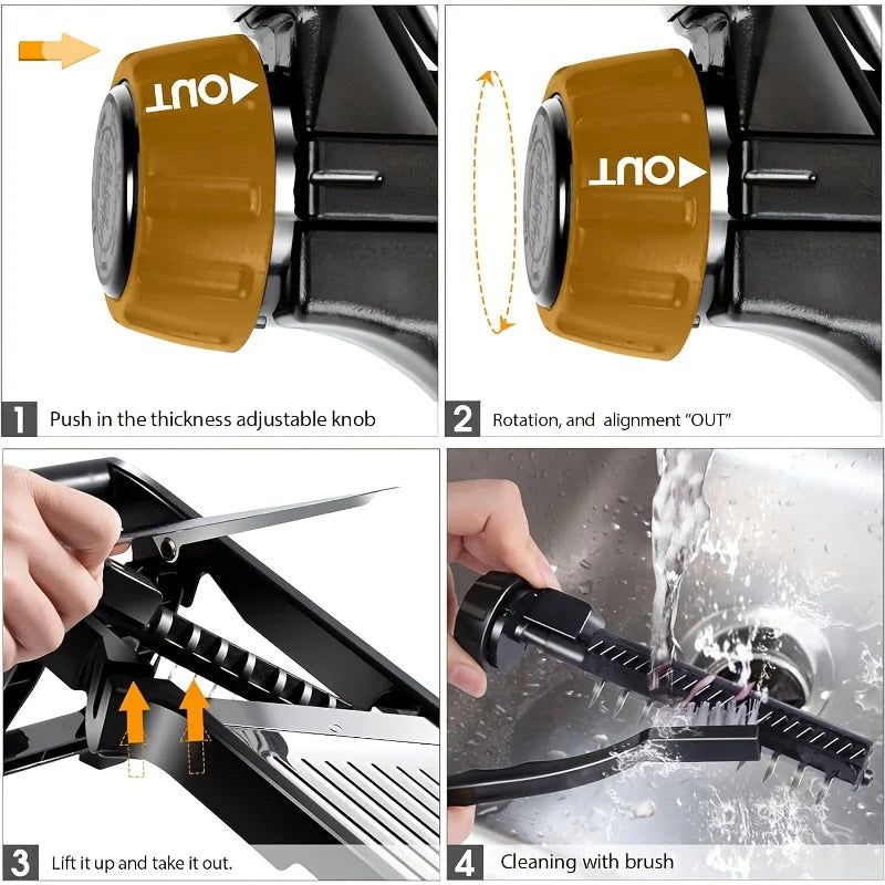 AEDG Stainless Steel Mandoline Slicer With 5 Blades Holder