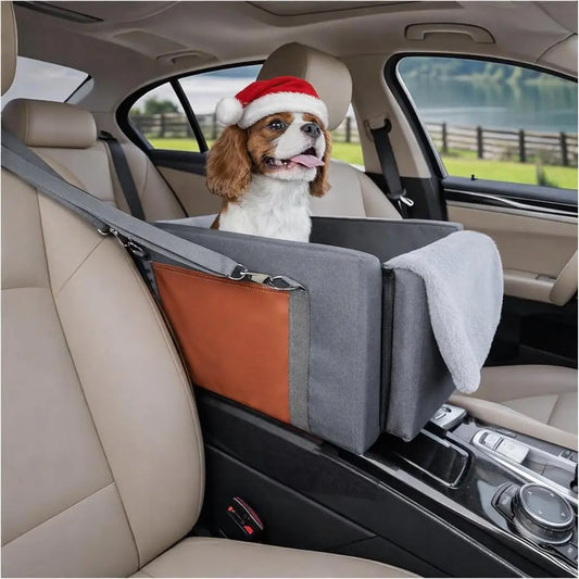 XMSJ Center Console Dog Car Seat With Double Belts