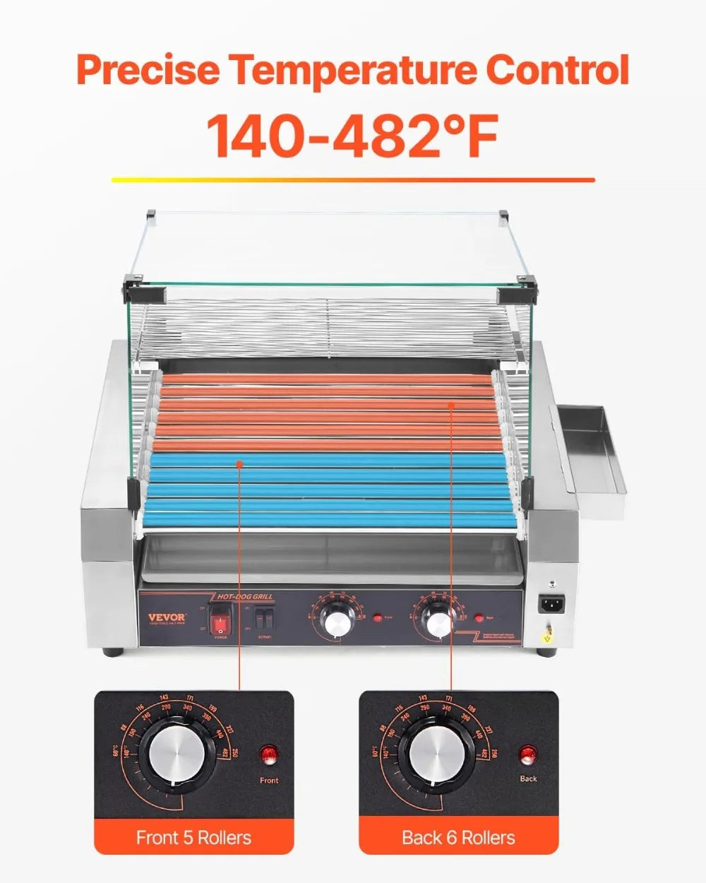 Hot Dog Roller Machine 1600W Commercial Stainless Steel