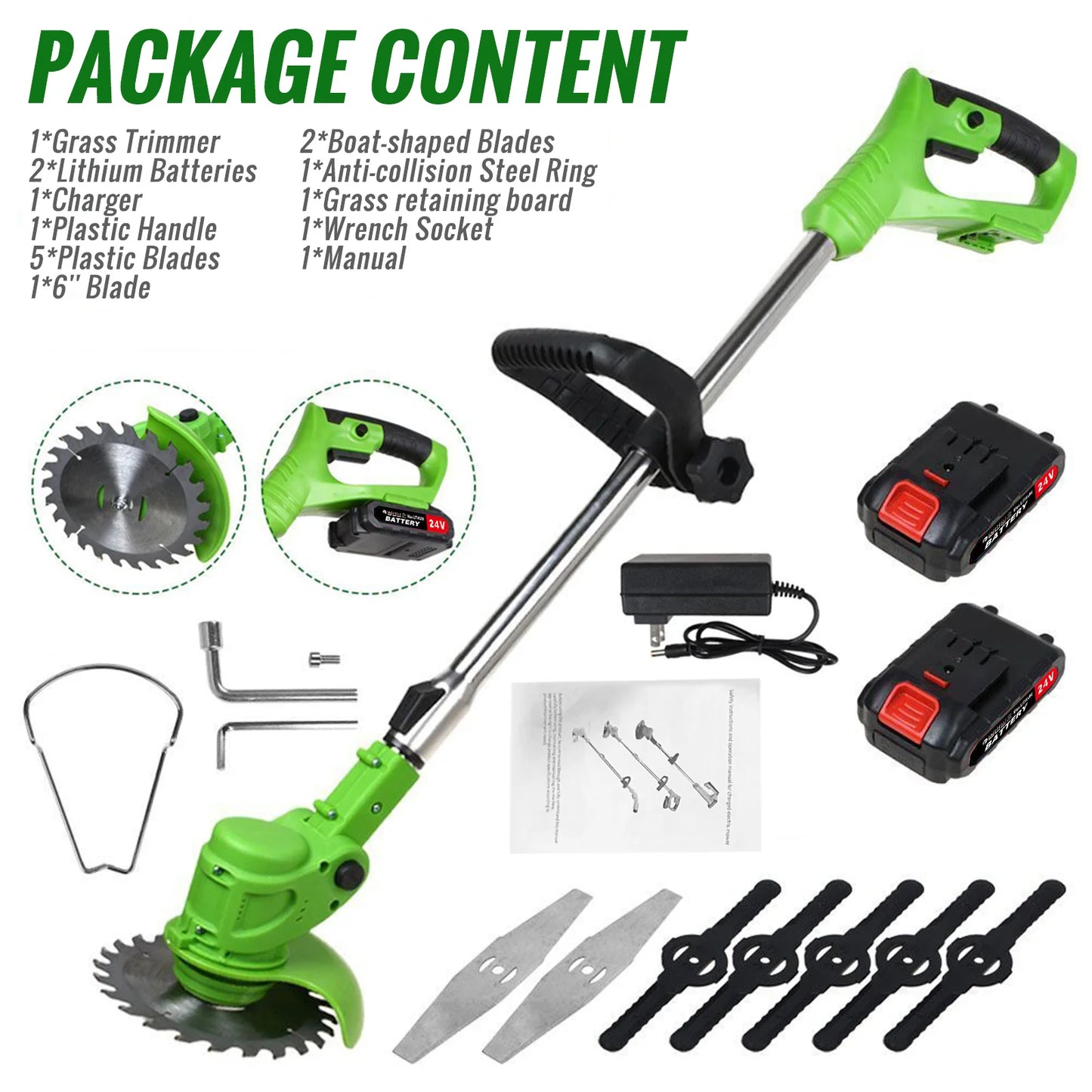 Cordless Two In One Electric Weed Trimmer And Grass Cutter
