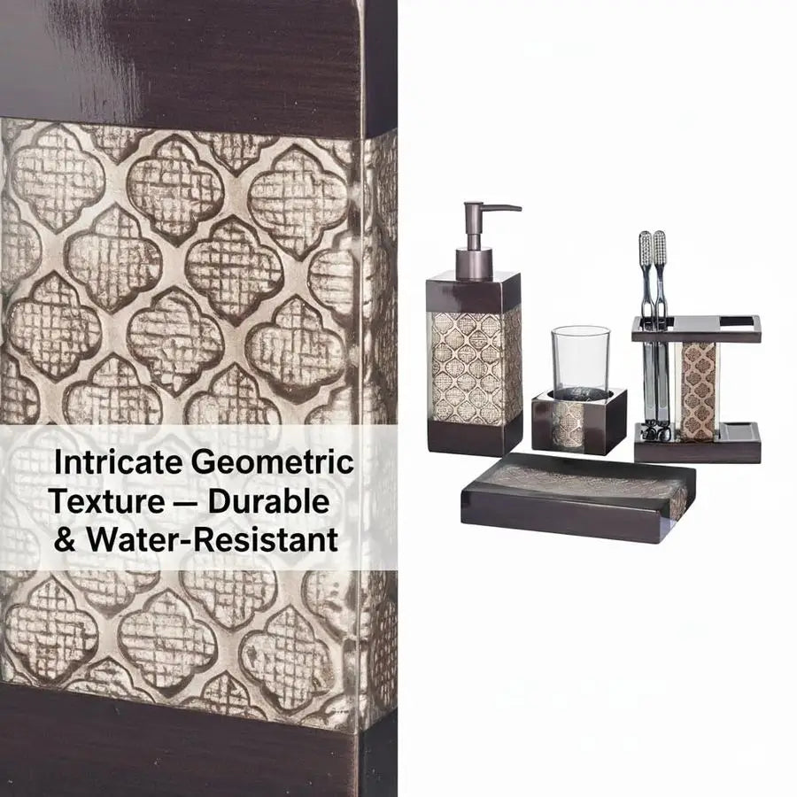 Dahlia Brown Resin Bathroom Accessories Set Luxury Decor