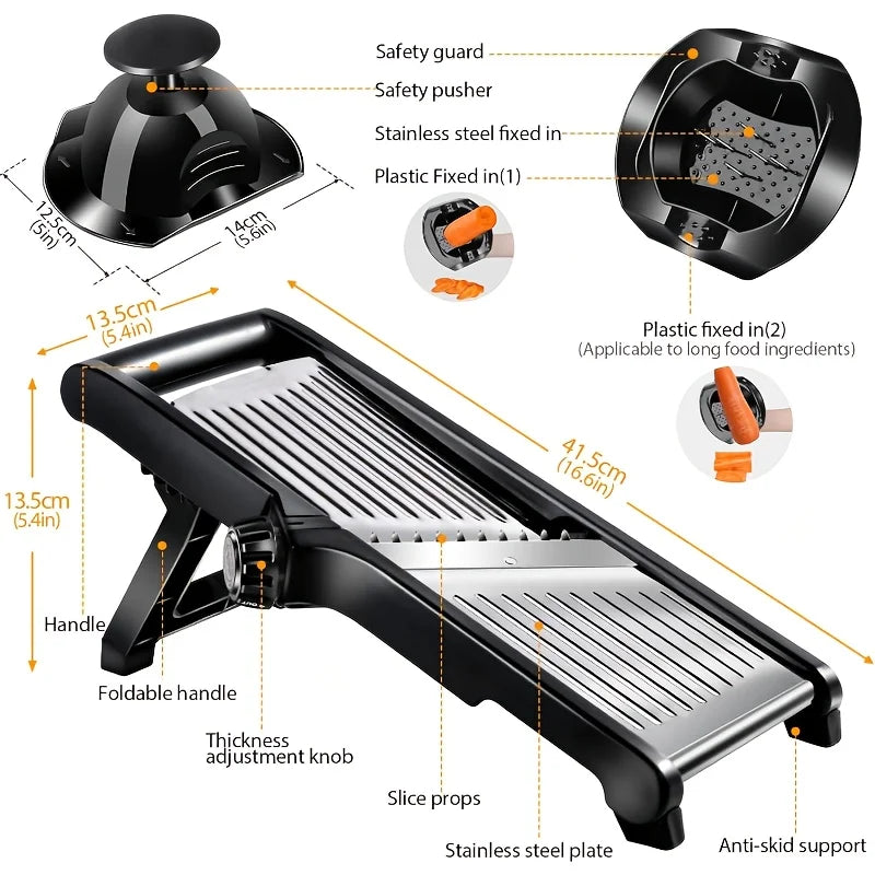 AEDG Stainless Steel Mandoline Slicer With 5 Blades Holder