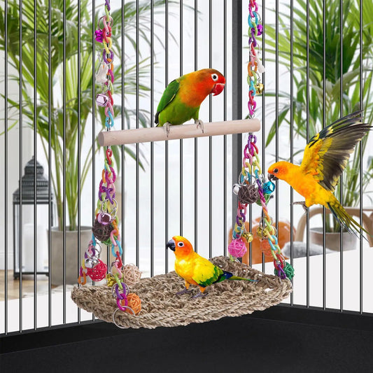 Seagrass Bird Swing For Parakeets Parrots Small Birds Cage Accessory
