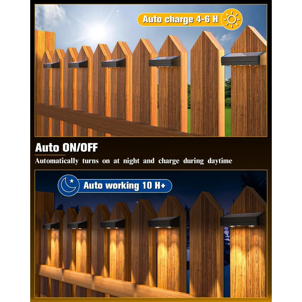Solar Fence Lights 12 Pack Outdoor LED IP65 Waterproof For Patio Backyard Deck