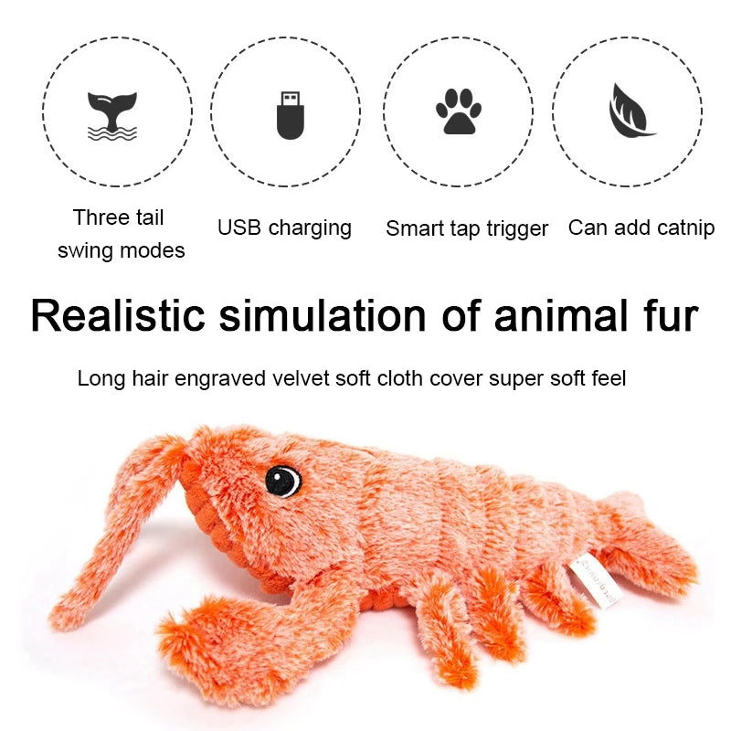 Cat Toys Electric Lobster USB Rechargeable Jumping Plush Teasing Toy