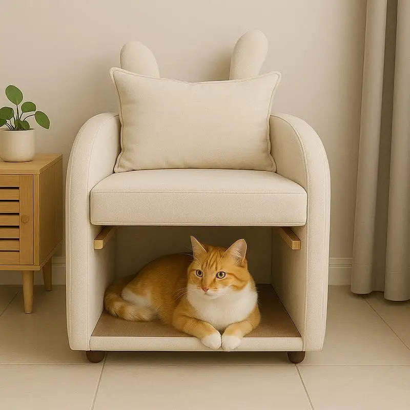Pet-Friendly Bunny Ear Armchair For Dogs And Cats With Hideaway
