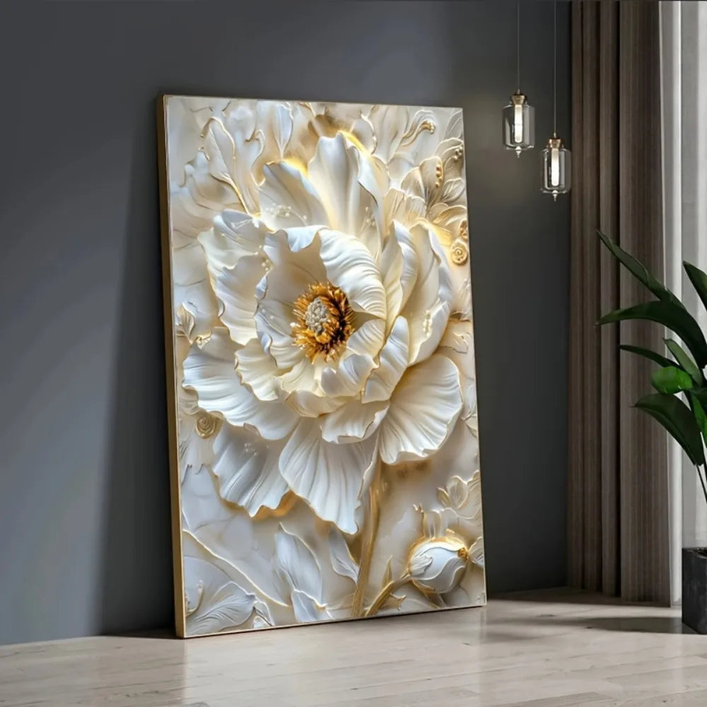 Modern Abstract Floral Frameless Canvas Wall Art For Living Room