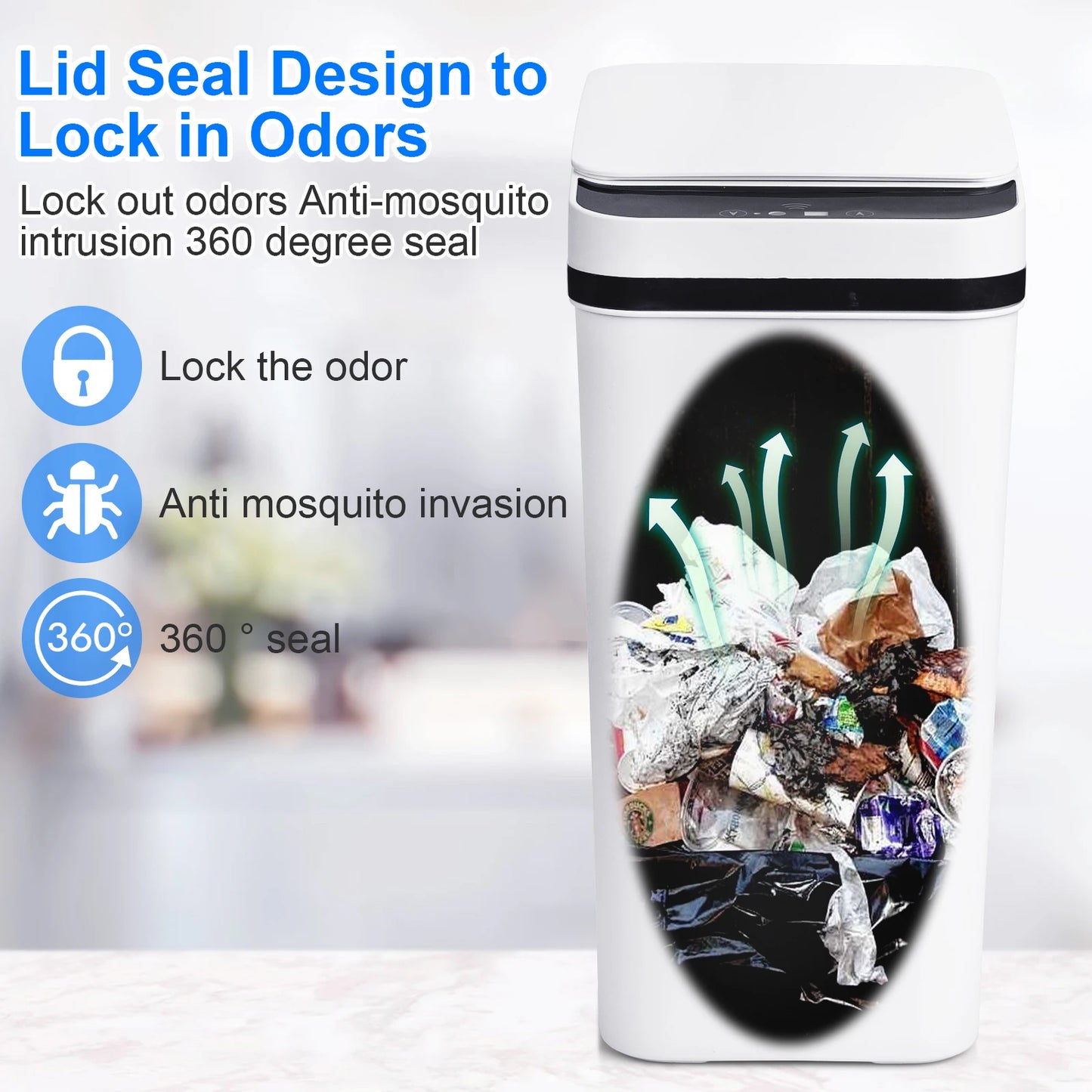 NONECN 2-Pack Touchless Bathroom Trash Cans With Lid