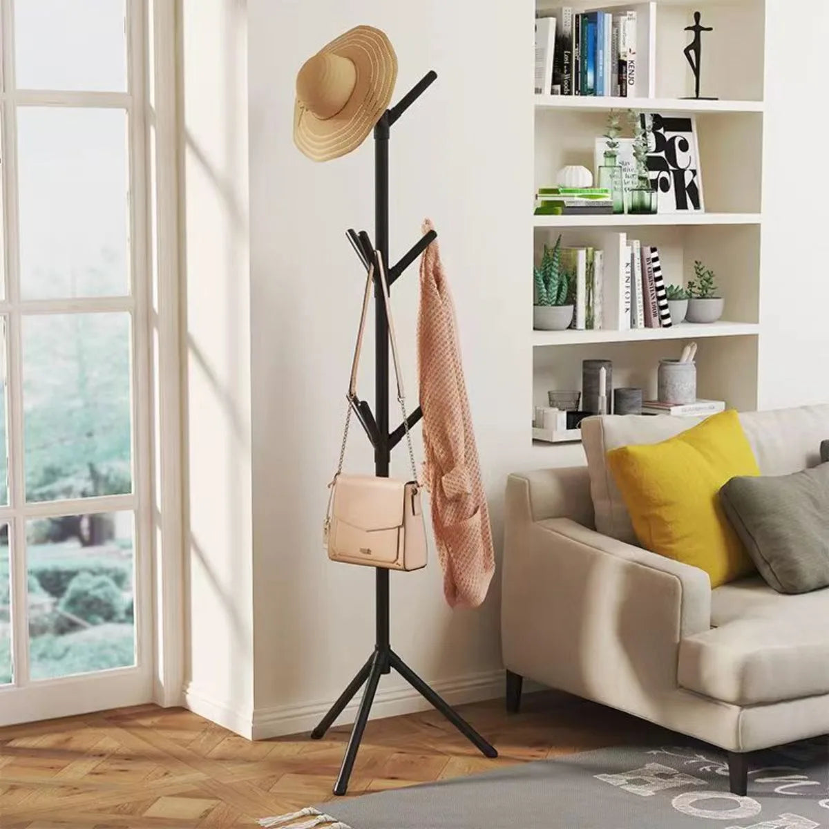 Vertical Tree Branch Floor To Floor Coat Rack For Clothes Hats