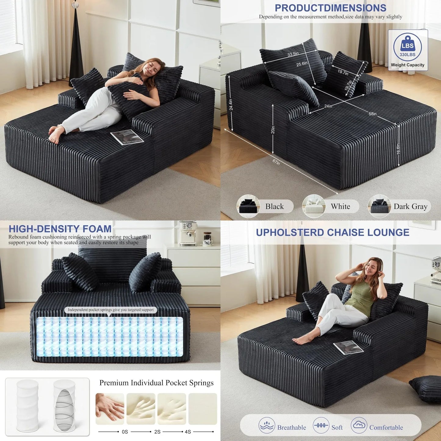 Corduroy Chaise Lounge Sofa Bed Sleeper Chair