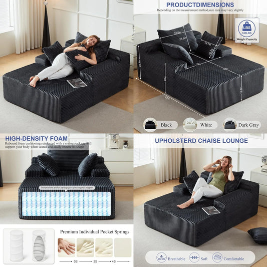 Corduroy Chaise Lounge Sofa Bed Sleeper Chair