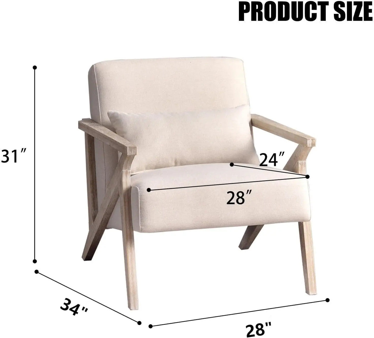 Mid Century Modern Accent Chair Set of 2 Upholstered Seats