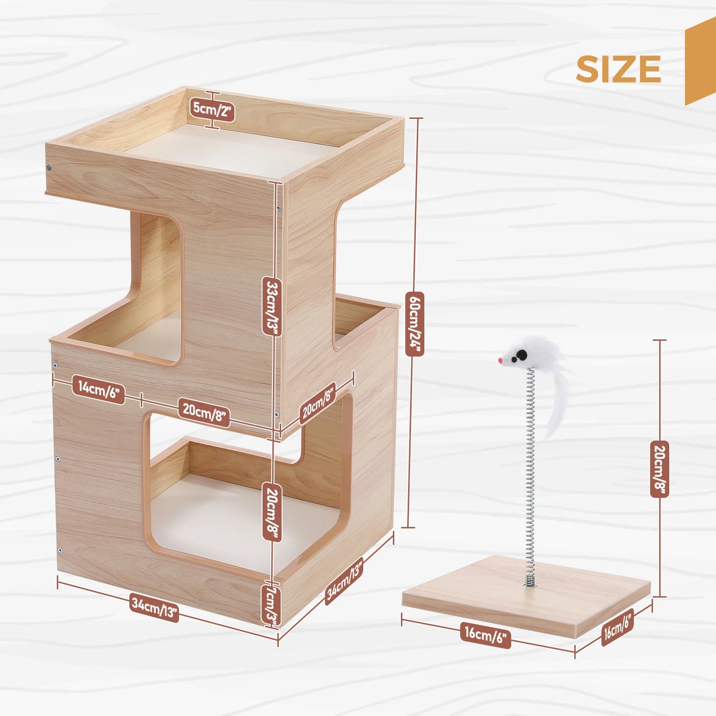 PAWZ Road Wood Cat Condo With Scratching Pad Cat Tree