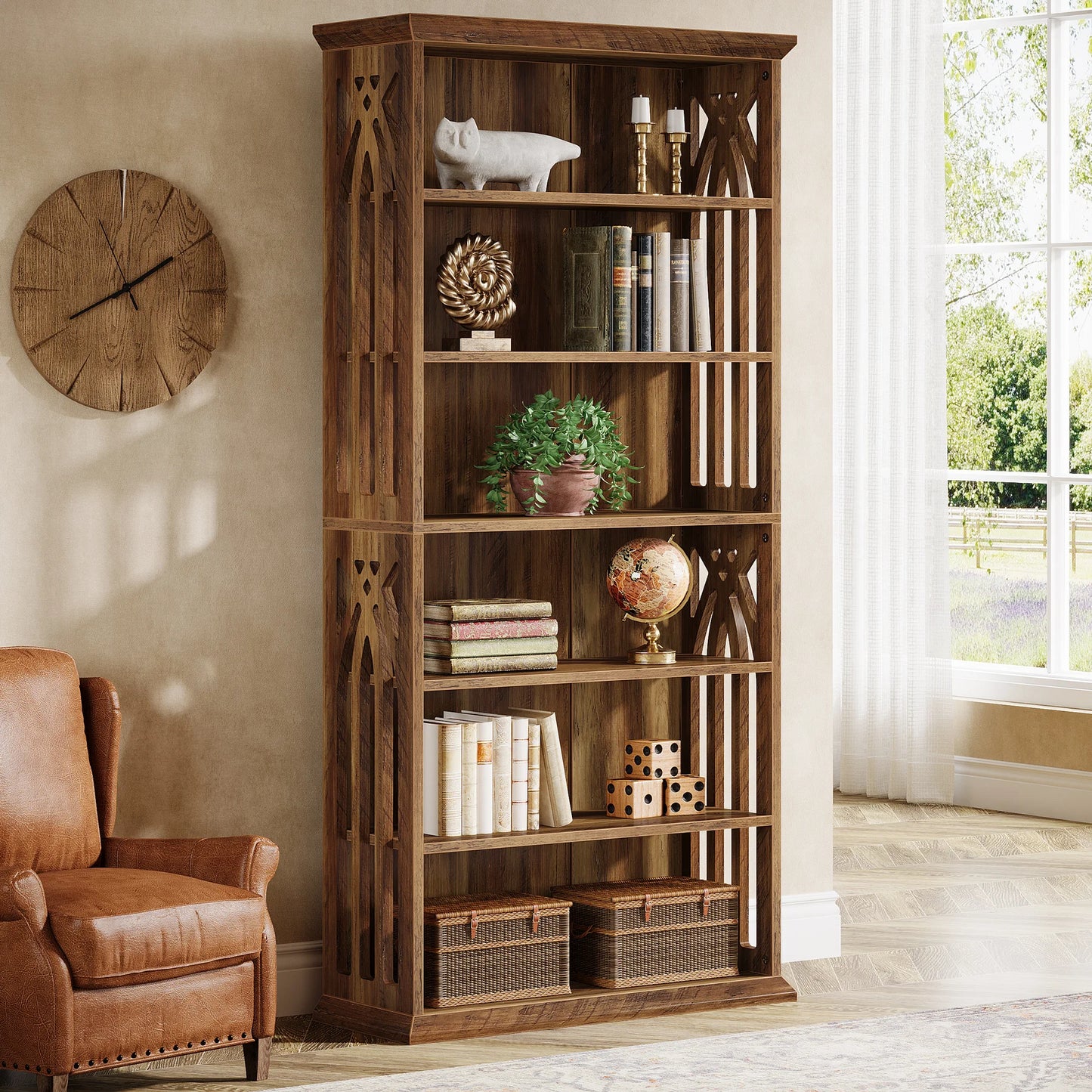Tribesigns 6-Tier Wood Bookshelf Freestanding Bookcase