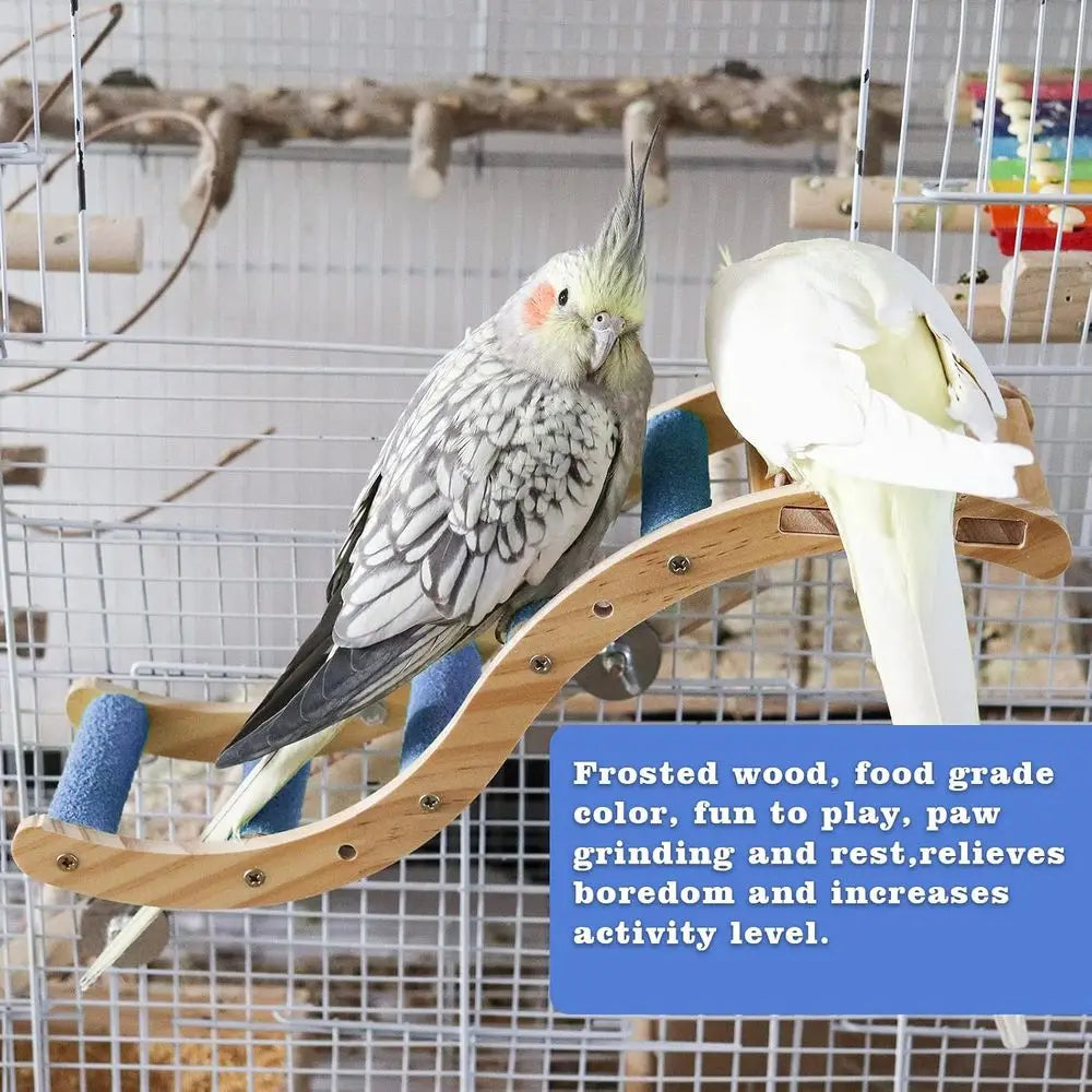 Wooden Bird Ladder Bridge Climbing Toy Parrots Hamsters