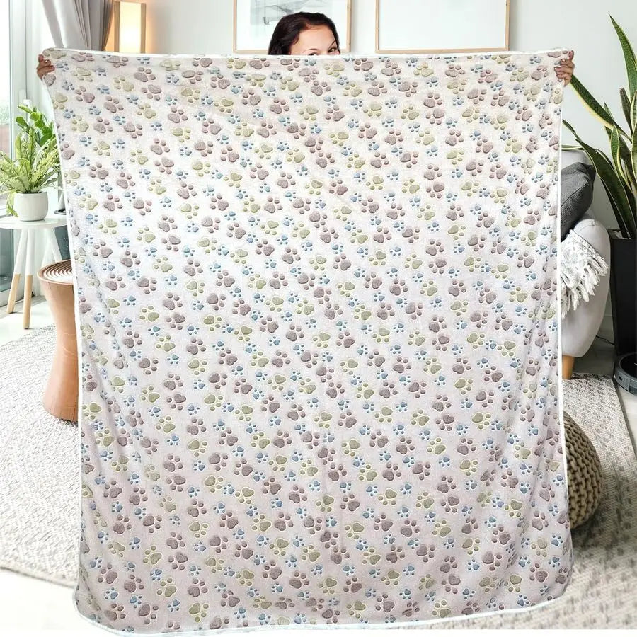 Three Piece Fluffy Flannel Dog Blanket Set Washable