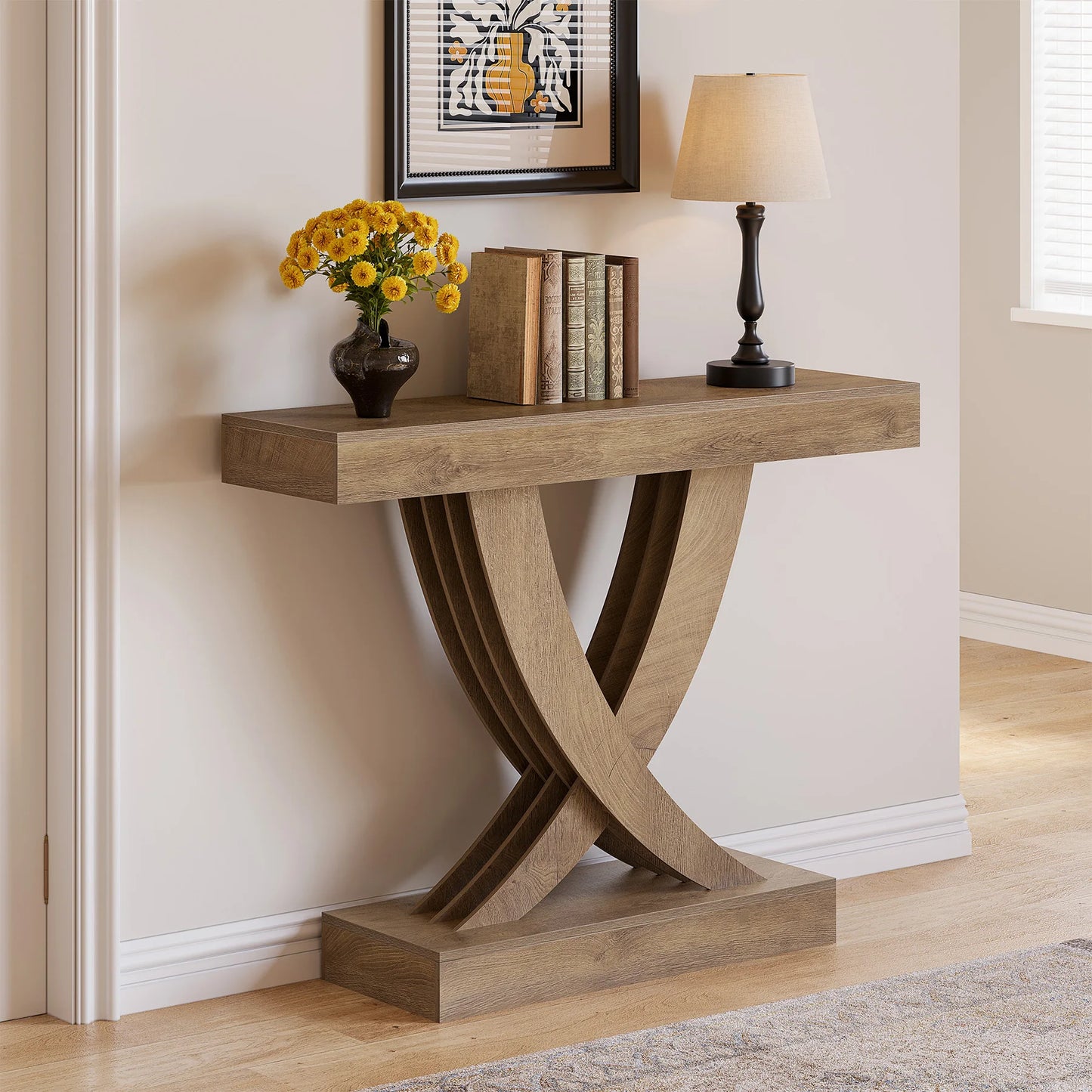 Tribesigns Console Table X Frame Entryway Sofa Table Industrial Farmhouse
