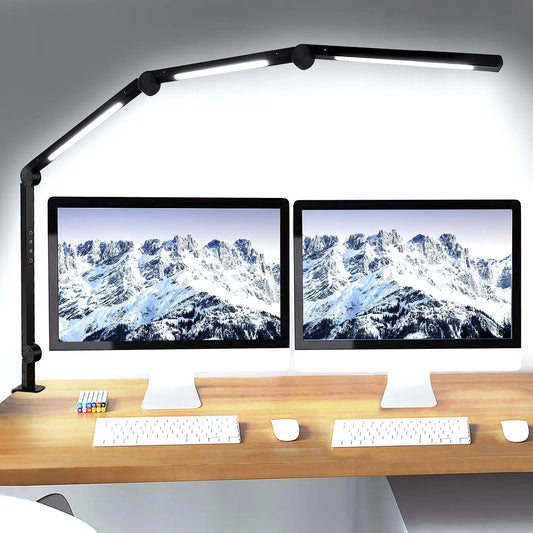 Led Desk Lamp With Clamp, Flexible Swing Arm, Dimmable