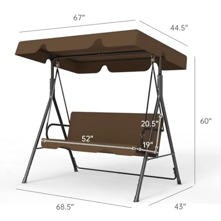 OLOEY Outdoor Patio Swing Chair With Adjustable Canopy And Heavy Duty Stand