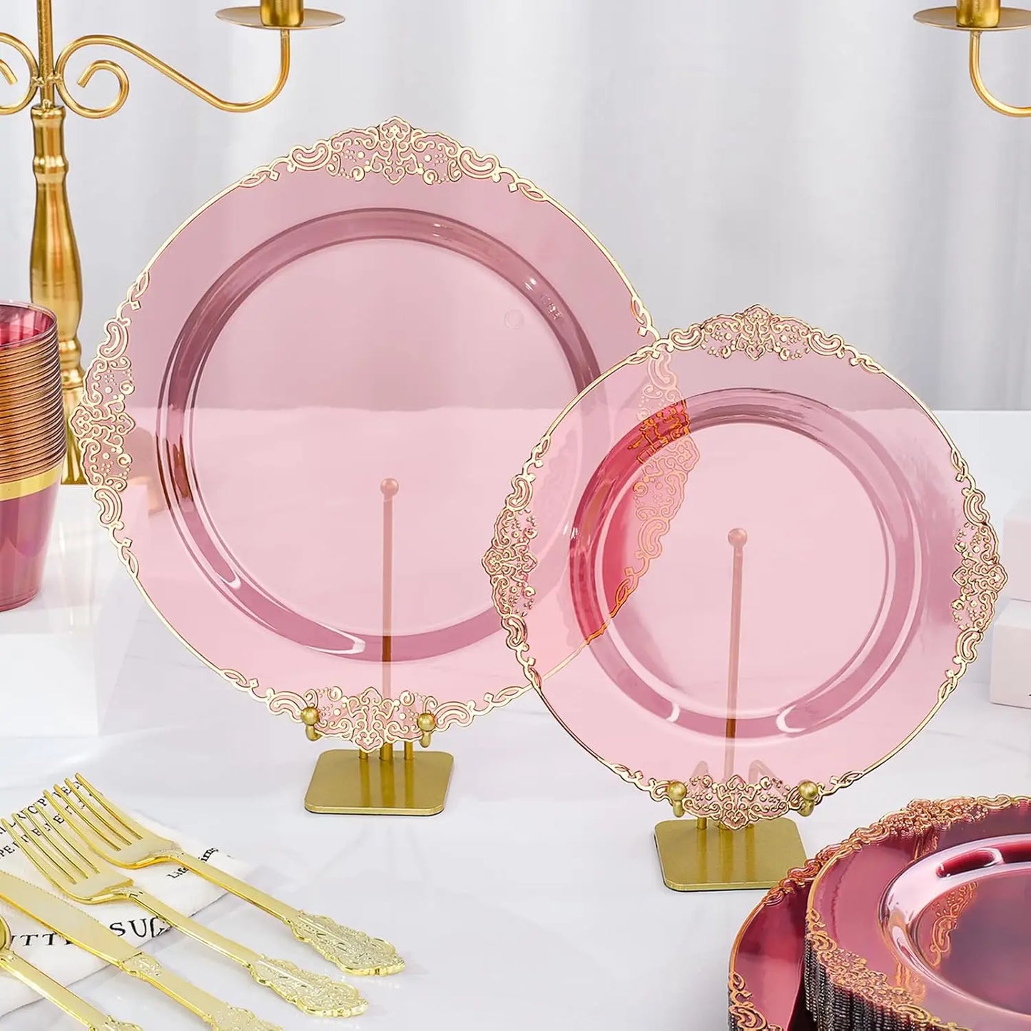 350 Pieces Disposable Plastic Dinnerware Set For 50 Guests