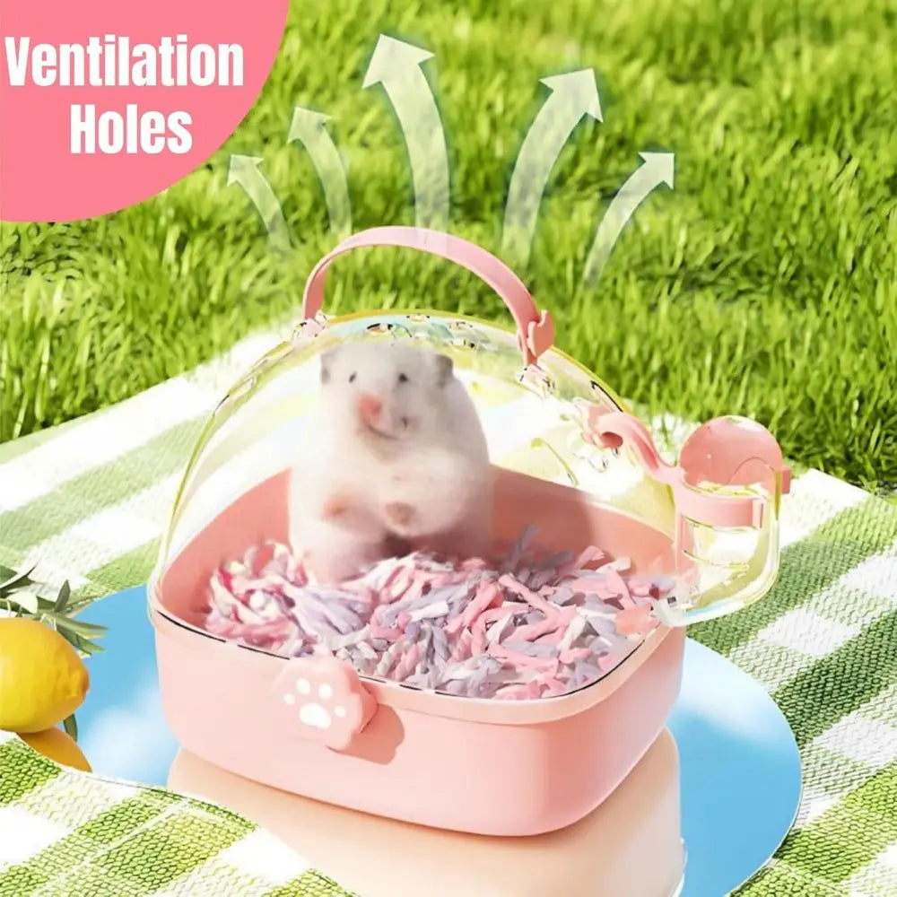 Portable Hamster Carrier Cage With Water Bottle For Small Animals