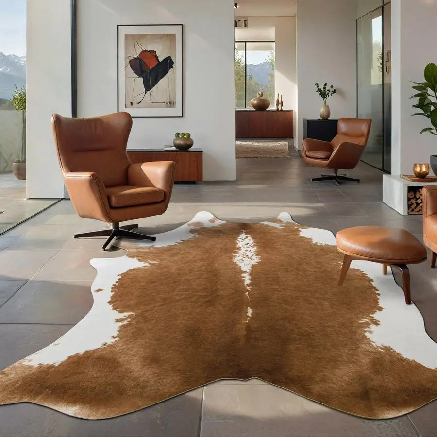 Premium Faux Cowhide Rug Rustic Western Cow Print Living Room