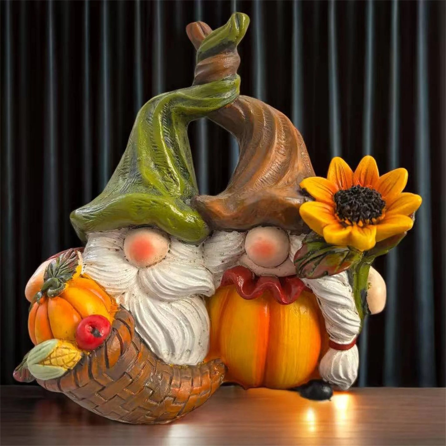 Autumn Harvest Gnome Figurines Sunflower Pumpkin Thanksgiving Decor