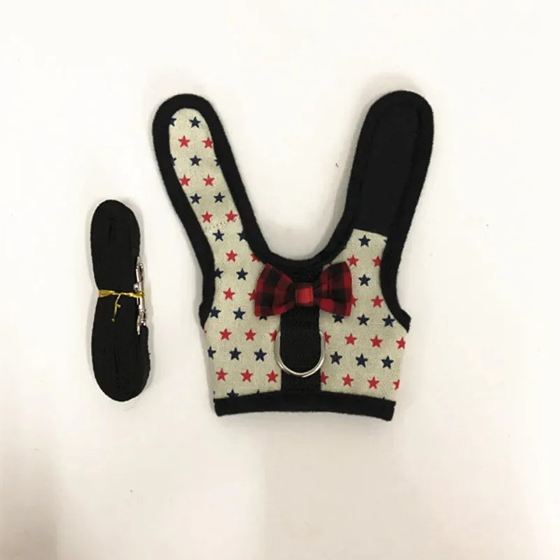 Small Animal Outdoor Walking Harness and Leash Set Cute Clothes for Puppy Kitten Pigs Bunny Chinchillas Necklace Rabbit Vest
