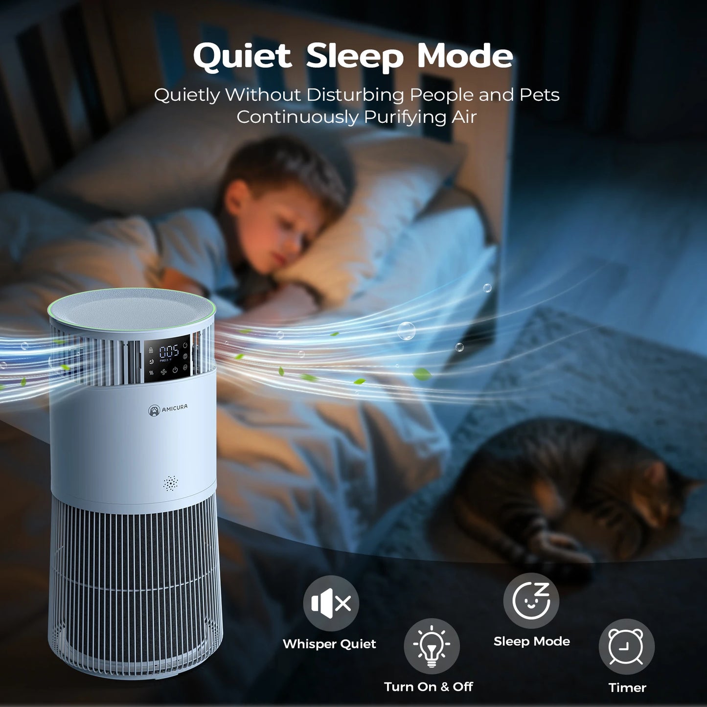Amicura P2 Air Purifier For Pet Allergies And Odor Removal