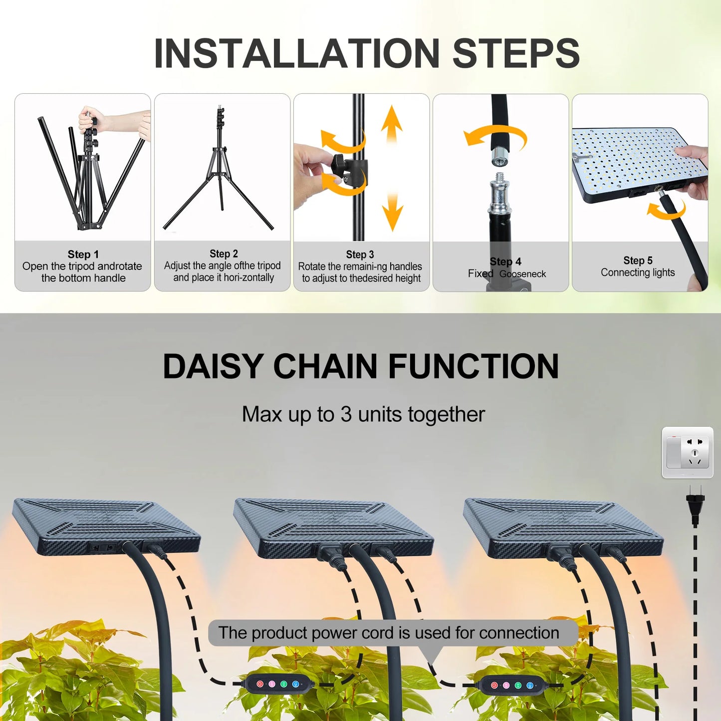 FECiDA Grow Lights With Stand And Timer For Indoor Plants