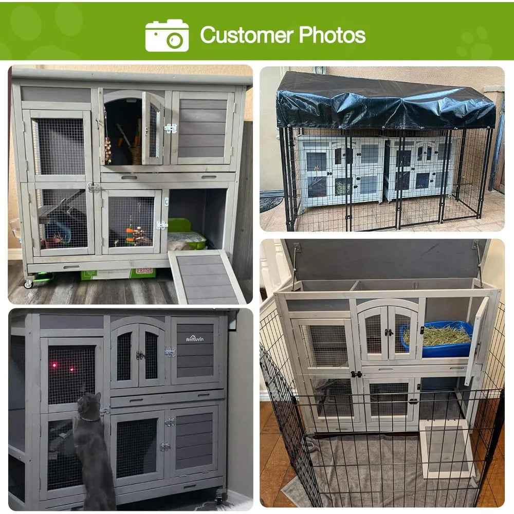Rabbit Hutch Indoor Outdoor Bunny House On Wheels Durable
