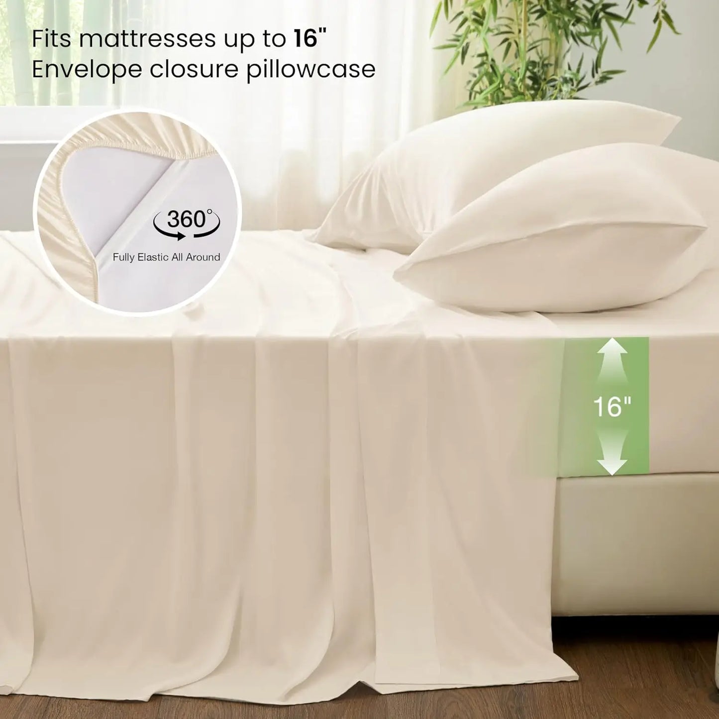 Bamboo Rayon Sheet Set 4 Piece With Deep Pocket Cooling