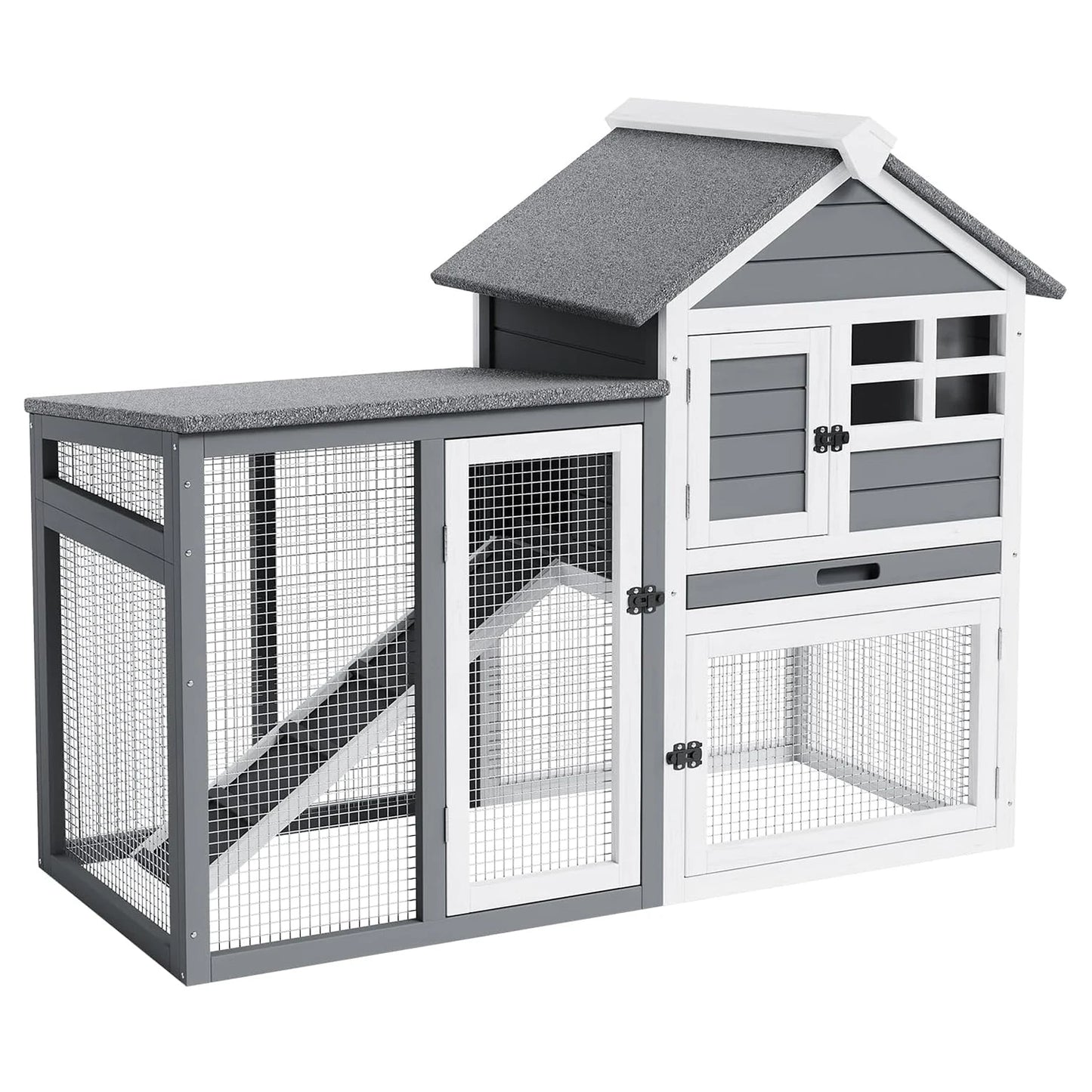 HiMISSCN Wooden Rabbit Hutch Indoor Outdoor Cage