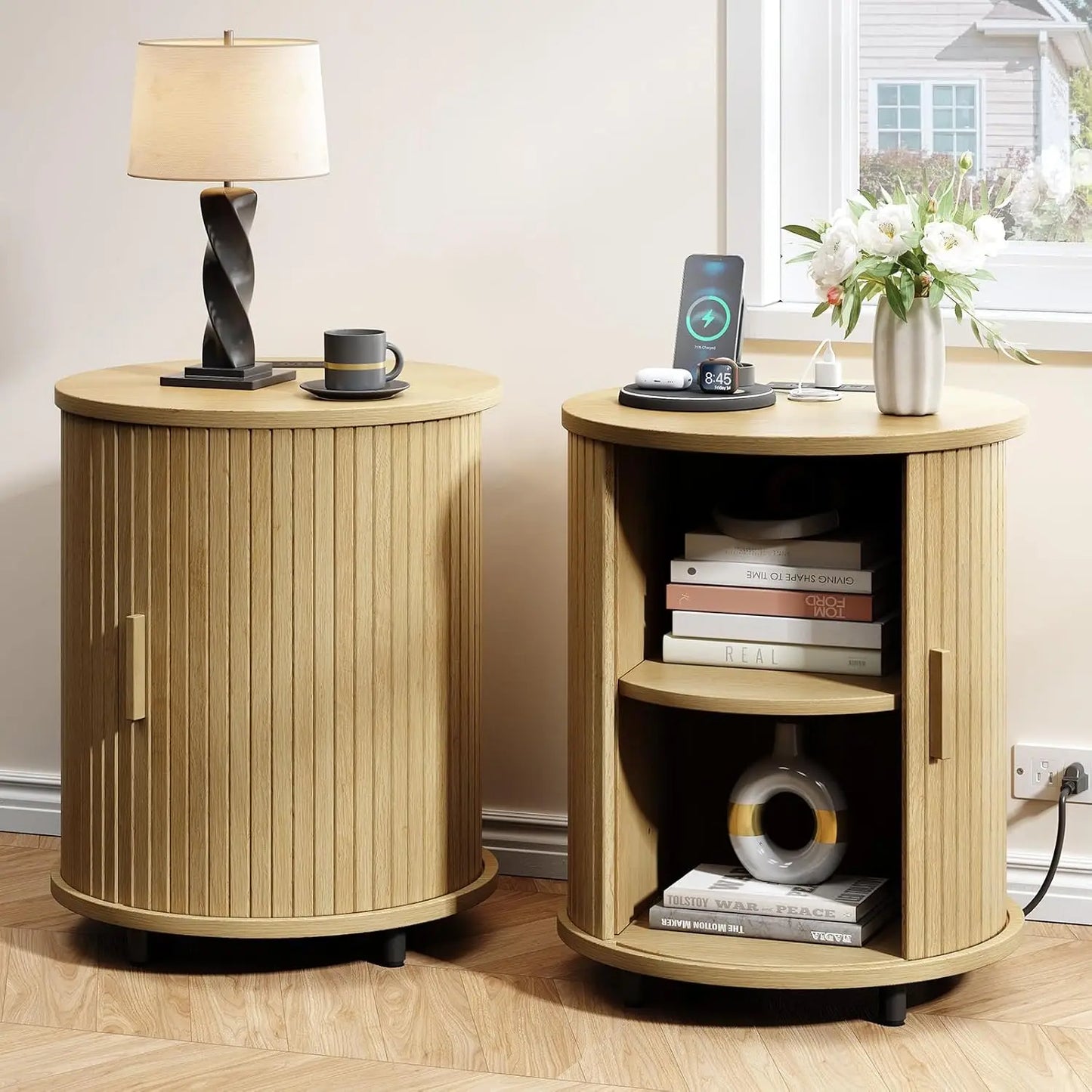 Onbrill Fluted Round End Tables Set Of 2