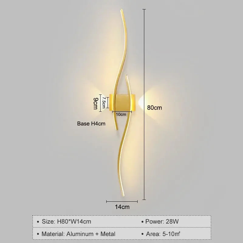 Nordic LED Wall Light Sconce For Bedroom Indoor Aluminum