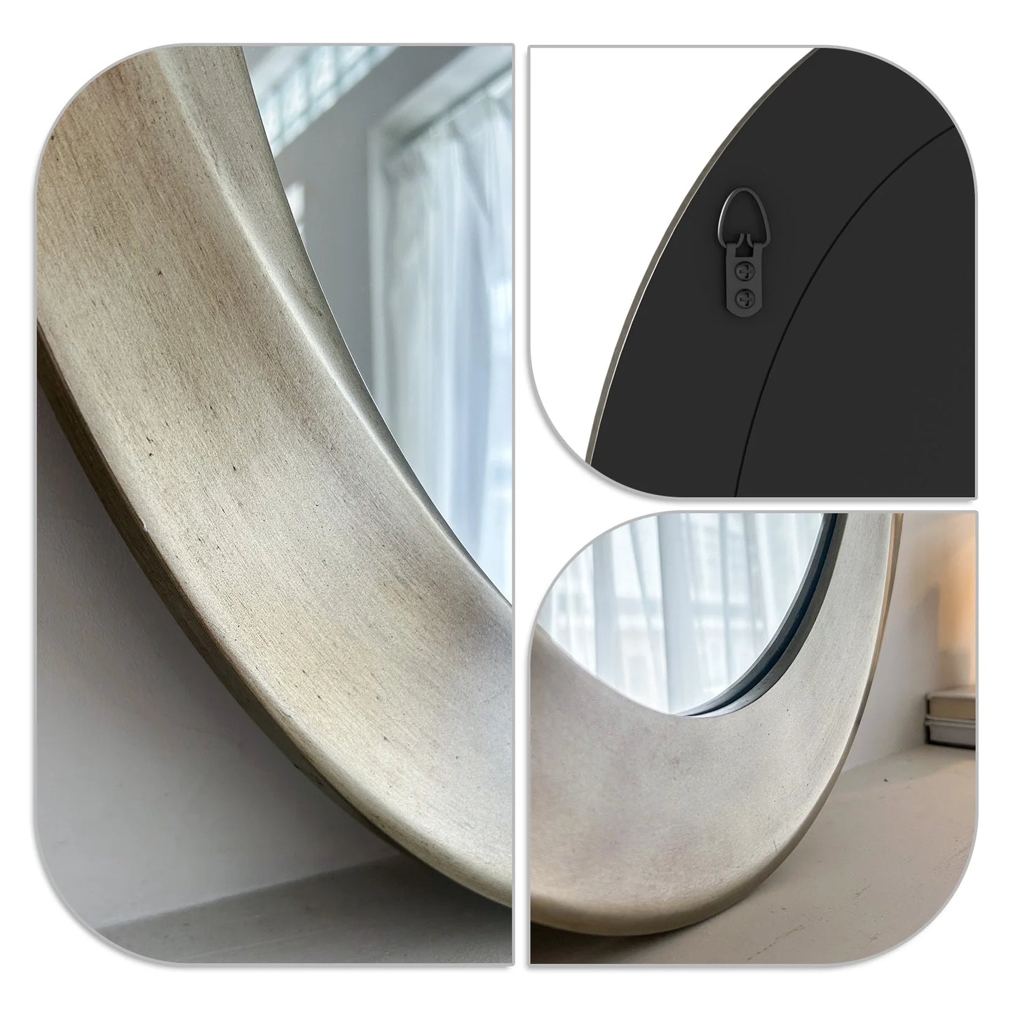 Oval Wall Mirror With Beveled Edge And Elegant Curve Frame