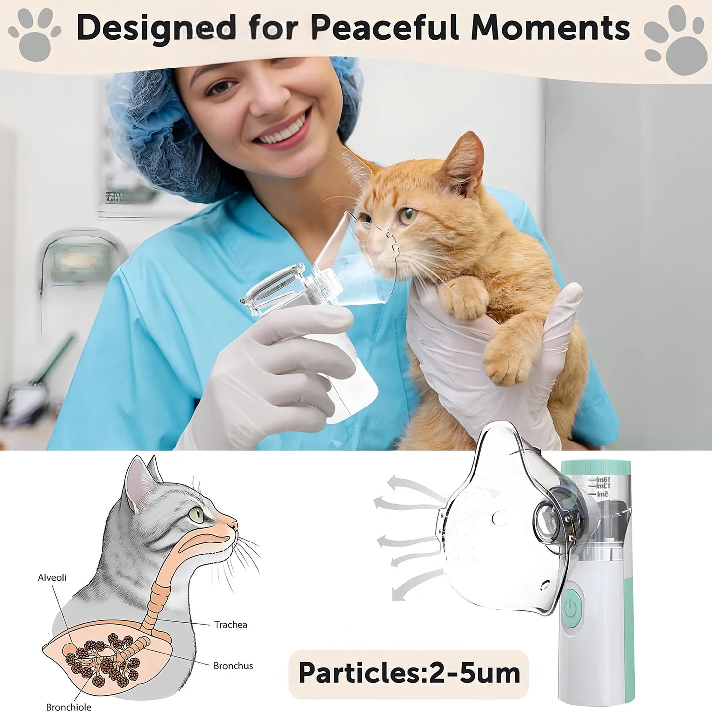 Pet Portable Nebulizer For Animals Silent Inhaler Medical Grade
