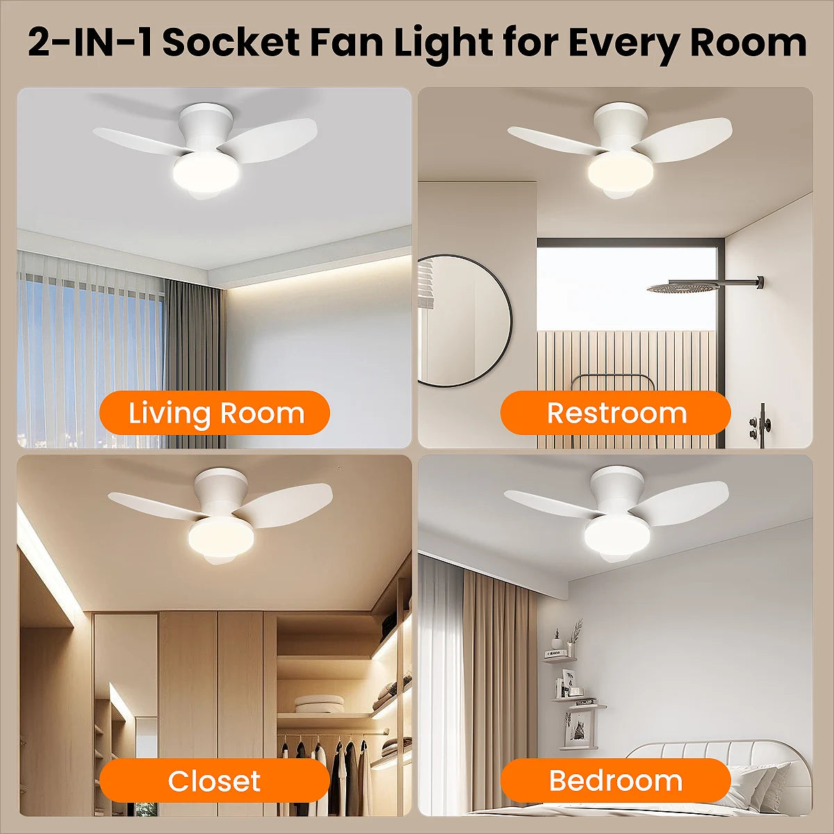 Mexllex Three Leaf Ceiling Fan With Light And Remote Control