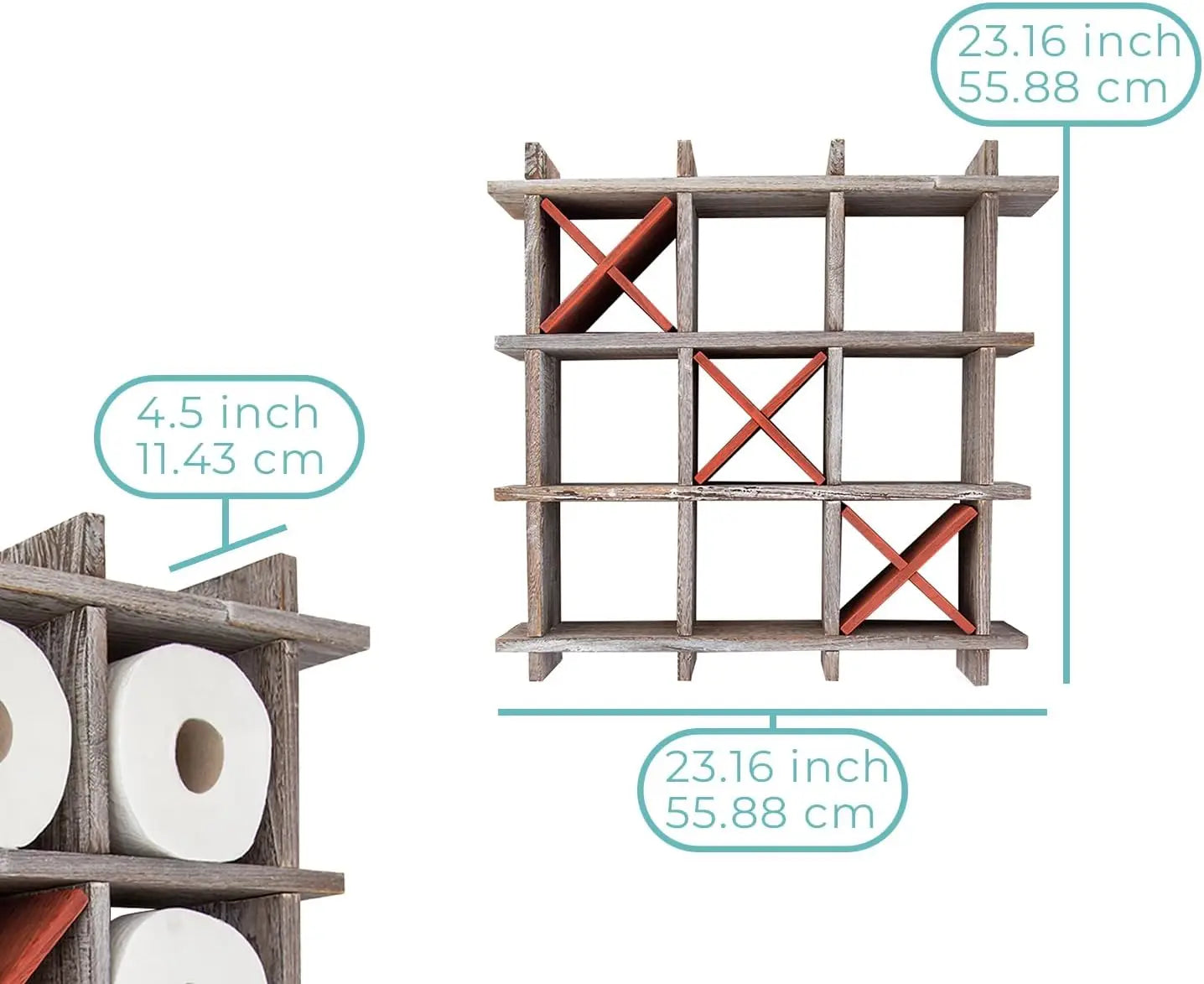 Rustic Tic Tac Toe Toilet Paper Holder Freestanding Wall Mounted