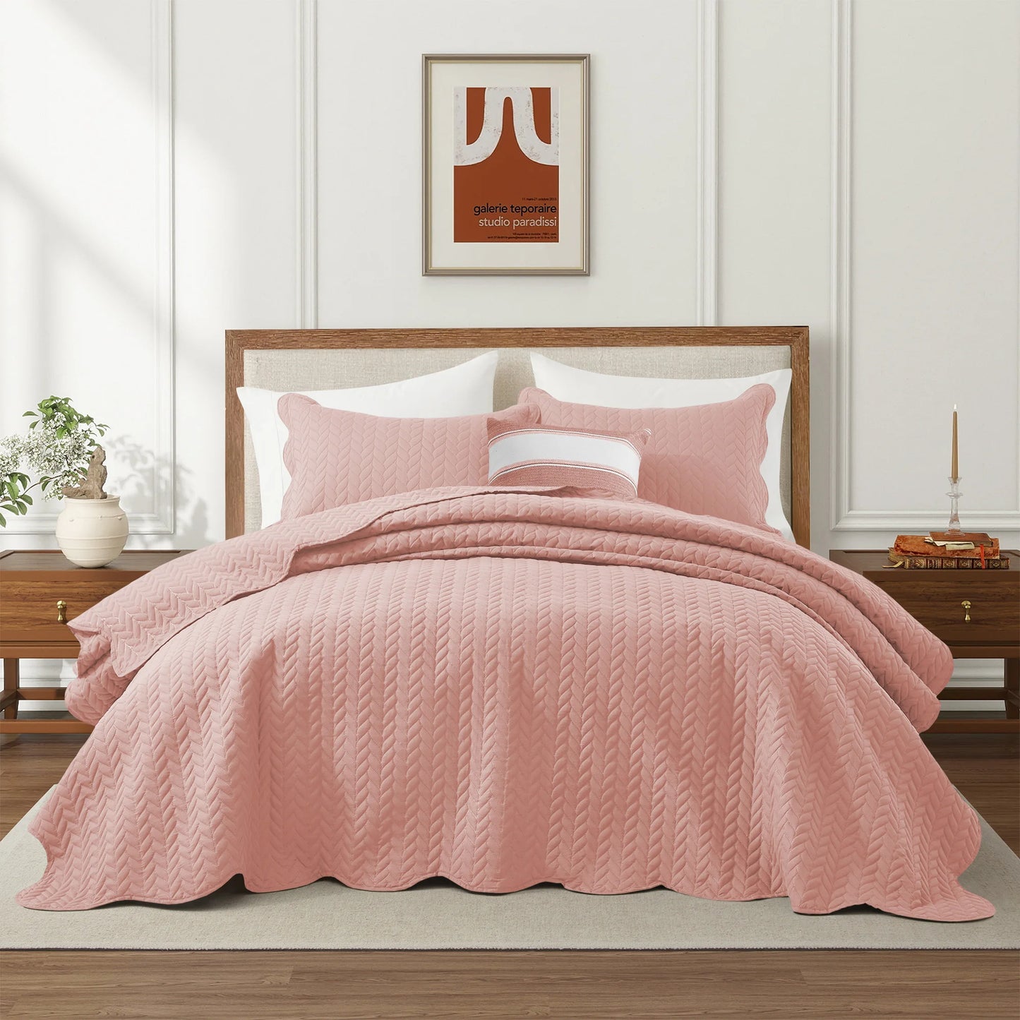 LUXEVOIR 3 Piece Cooling Microfiber Quilt Set Lightweight
