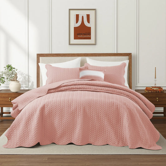 LUXEVOIR 3 Piece Cooling Microfiber Quilt Set Lightweight