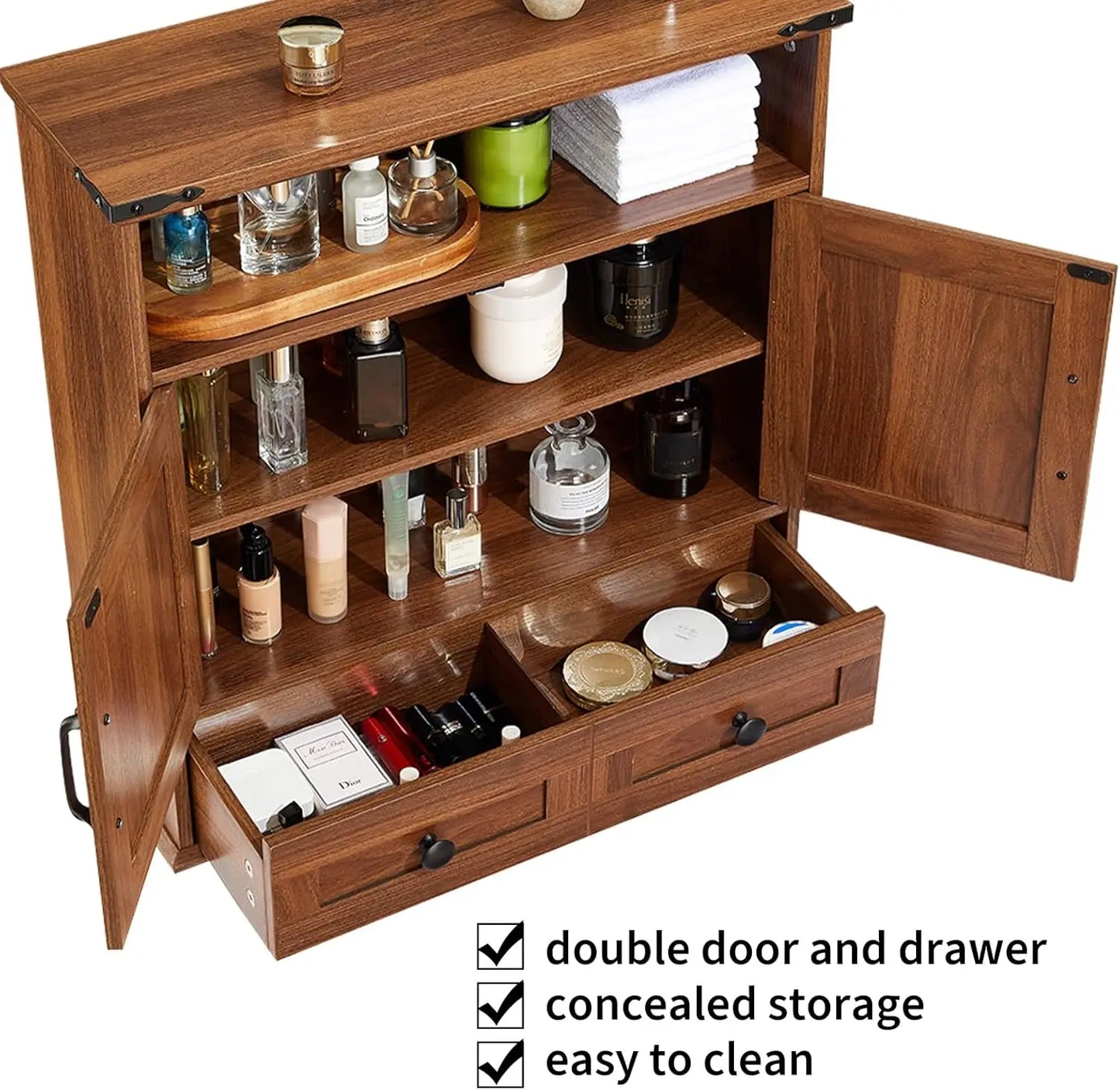 Farmhouse Bathroom Wall Cabinet With Barn Doors And Adjustable Shelves