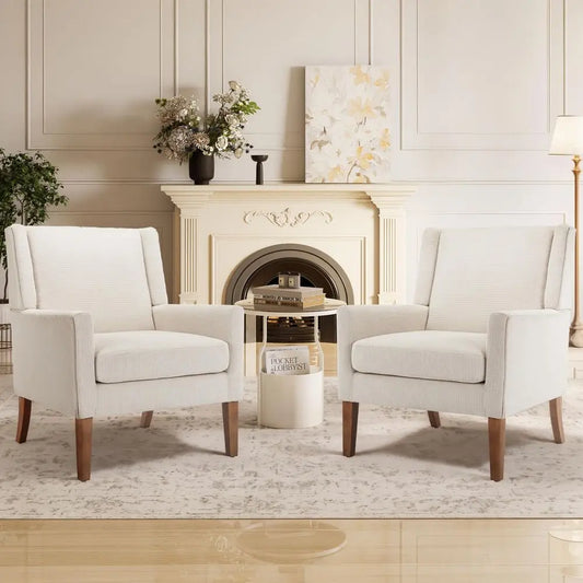 Room Chair Wingback Mid Century Accent Chair With VelvetLike Fabric