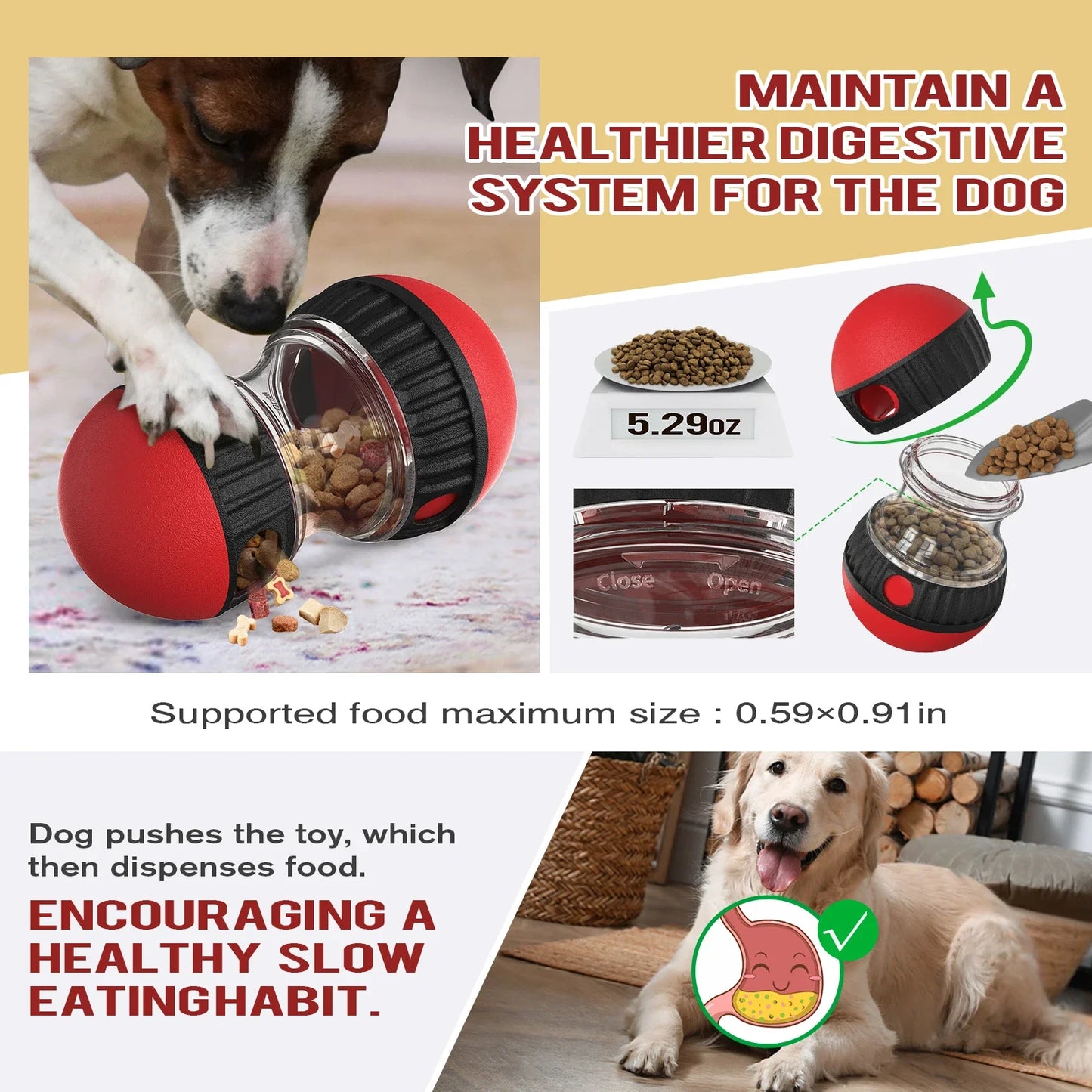 Holapet Interactive Dog Toy Slow Feeder Ball for Dogs