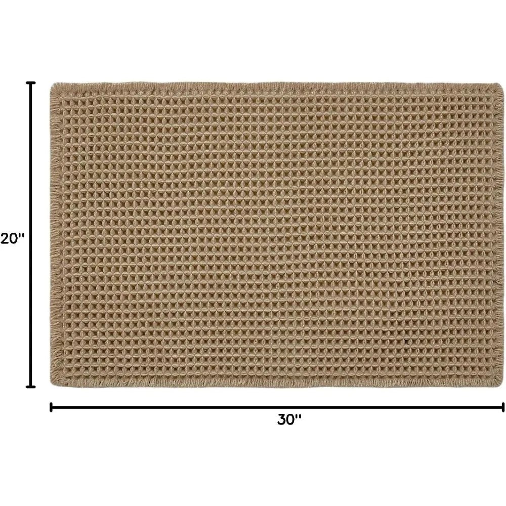 Boho Waffle Bath Mat Non Slip Ultra Absorbent Quick Dry