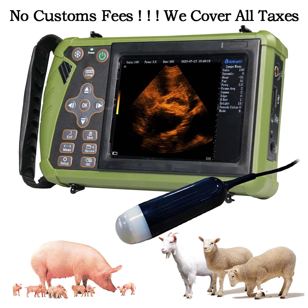 DAWEI Portable Veterinary Pregnancy Ultrasound Scanner With 3.5MHz Convex Probe
