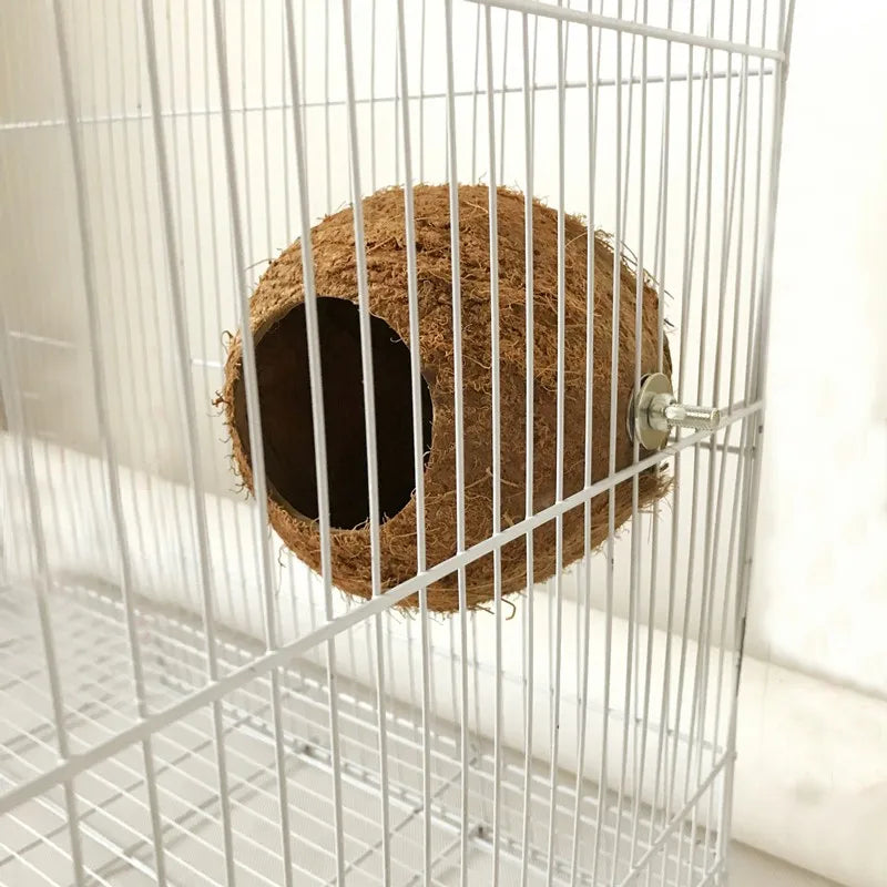 NONECN Coconut Shell Bird Nest Hideaway For Parrots And Budgies