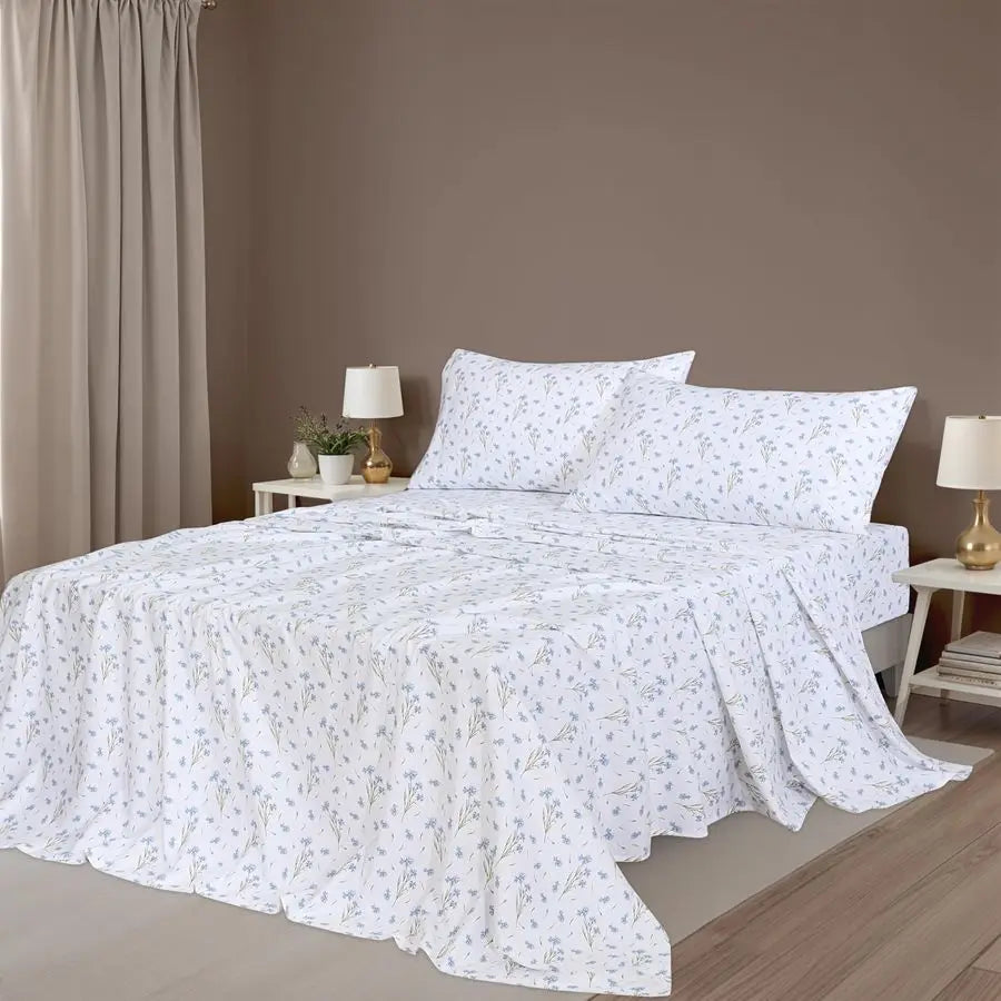 Flannel Sheets Set 100 Cotton Double Brushed Breathable All Seasons