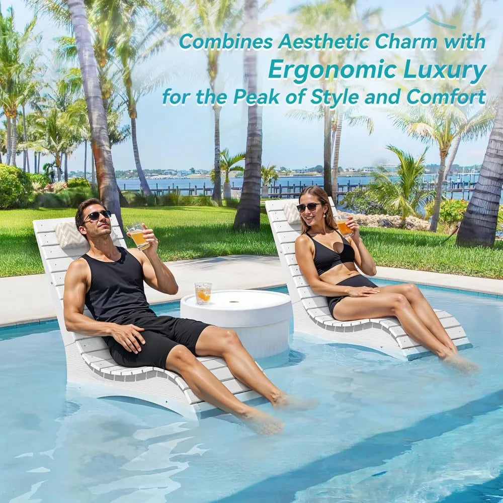 Pool Lounge Chairs Set of 2 With Headrest for Poolside