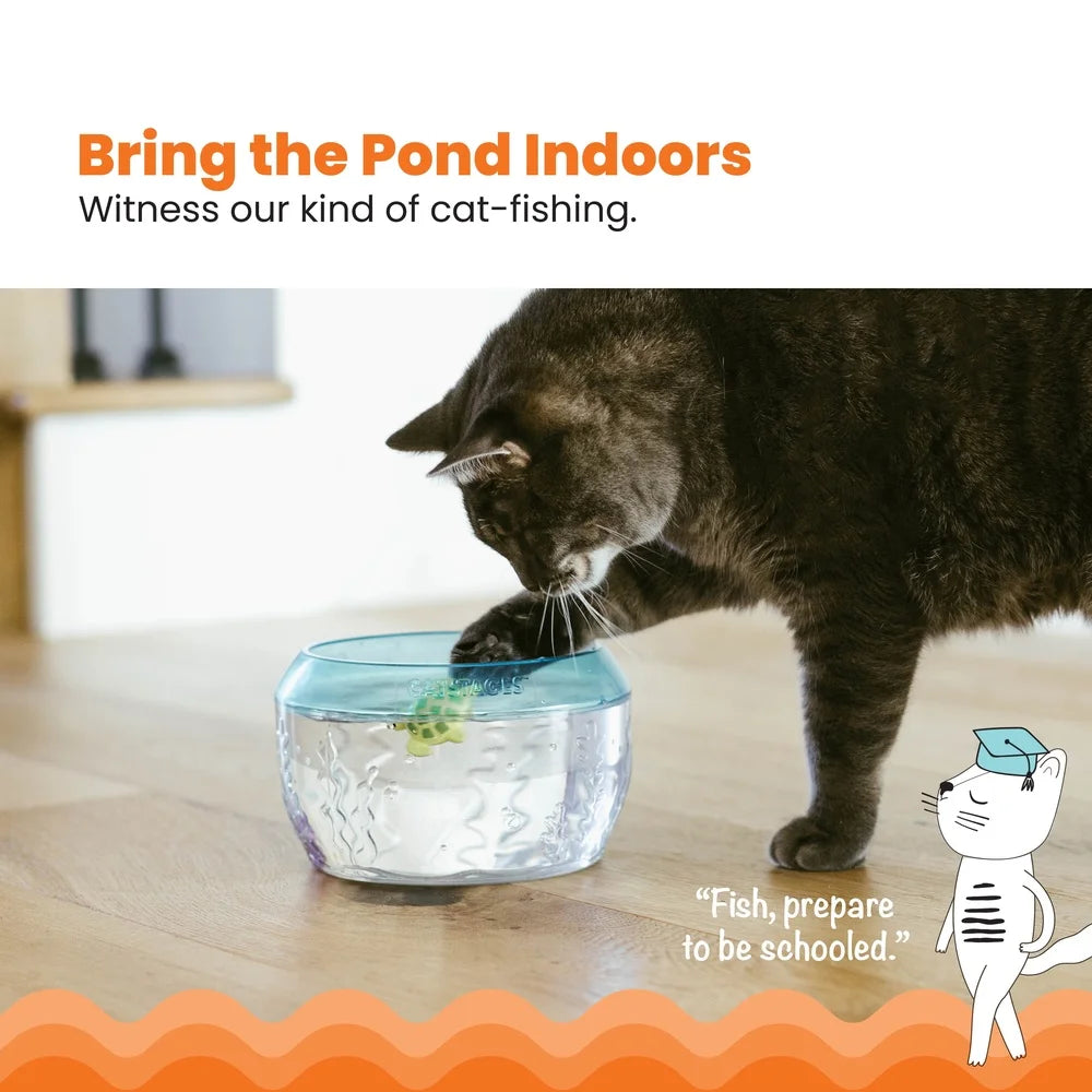 Interactive Cats Fish Bowl Toy With Swimming Electronic Fish Turtle